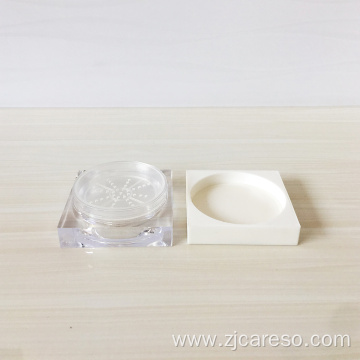 Clear Square Loose Powder Jar with Sifter